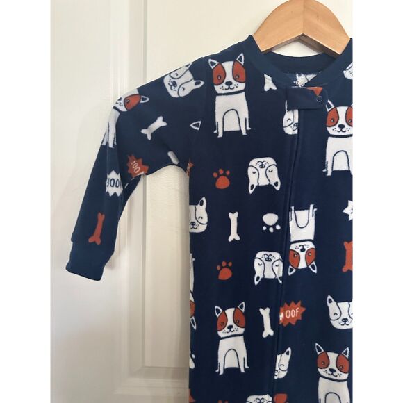 Carter’s Kids One Piece Navy Fleece Pajamas with Dogs Size 3T - Picture 3 of 12